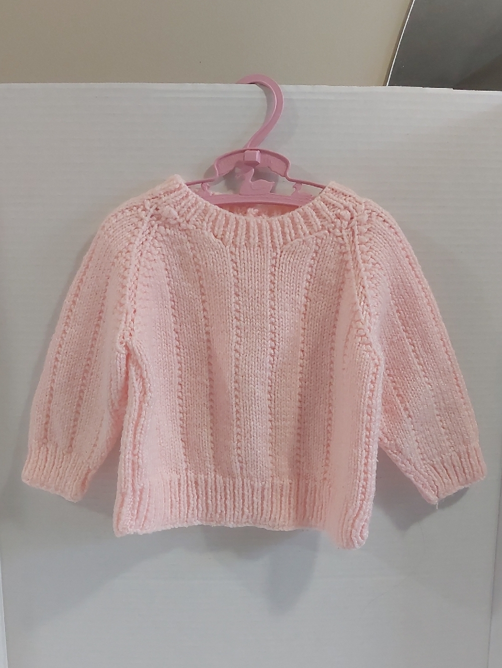 Vtg Handmade Pink Baby Sweater size  6-9 months